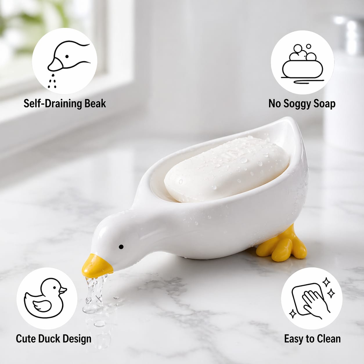 Duck Soap Holder For Bathroom, Kitchen, Washroom, Kids' Room, Travel
