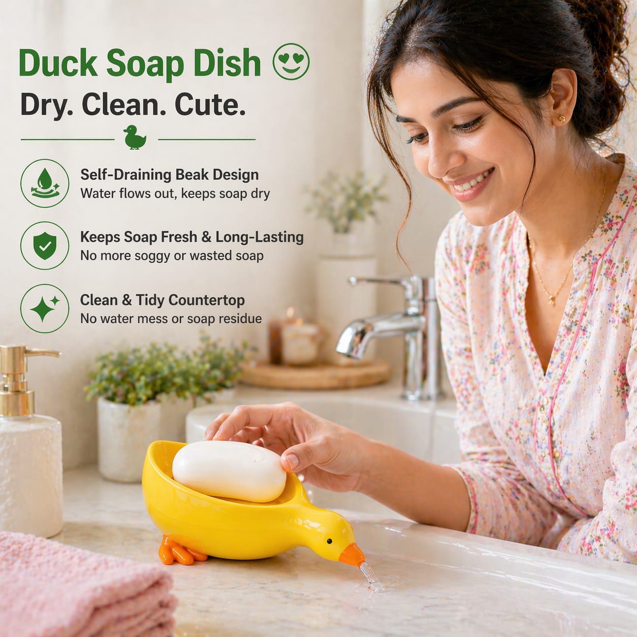Duck Soap Holder For Bathroom, Kitchen, Washroom, Kids' Room, Travel